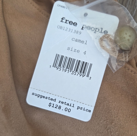 Free People Nightfall Suede Paperbag Vegan Suede Crop Pants Casual Camel Fall - Picture 6 of 16